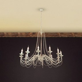 Candelabru design rustic cu 12 brate Vela, ivory