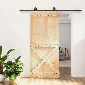 vidaXL Ușă glisantă cu set de feronerie 95x210 cm, lemn masiv de pin