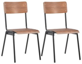 vidaXL Scaune de bucătărie, 2 buc., maro, placaj solid, oțel