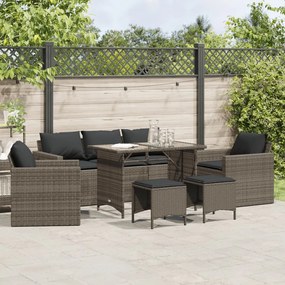 vidaXL Set mobilier grădină cu perne, 6 piese, gri, poliratan