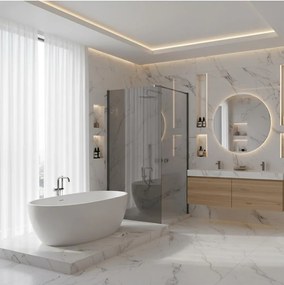 Paravan de dus fumuriu Rea Flexi Grey 140 cm Titan