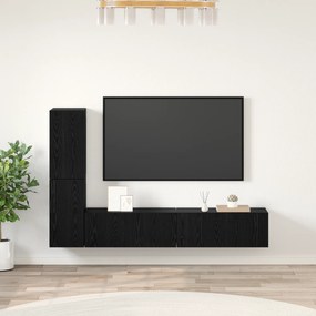 vidaXL Dulap pentru TV pe Perete 4 pcs Stejar negru Lemn compozit