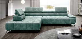 Coltar cu sezlong PALLADIO L, sezlong stanga, stofa catifelata verde -
