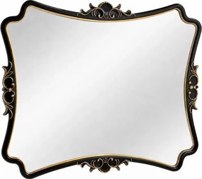 Oglindă decorativă de perete, ramă negru-auriu antichizată, 60x80 cm