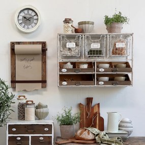 Etajera de perete din metal, cu spatii de depozitare, cu aspect vintage, Antique Cream