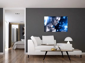 Tablou - Femeia, sclipici albastru (90x60 cm)