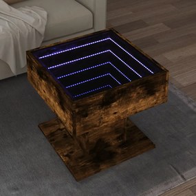 847529 vidaXL Măsuță de cafea cu LED stejar fumuriu 50x50x45cm lemn prelucrat