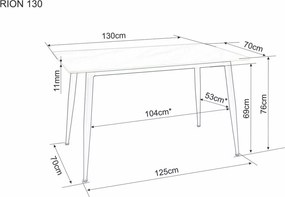 Masa de dining RION 130x70 cm cu blat ceramic, marmura neagra