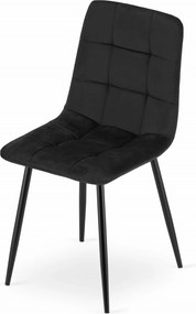 Scaun catifea negru KARA cu picioare negre