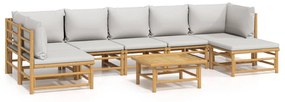 3155110 vidaXL Set mobilier de grădină cu perne gri deschis, 8 piese, bambus