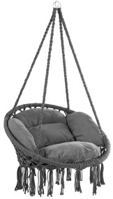 Scaun suspendat BOHO cu perne, Ø61cm, antracit Jurhan