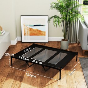 PawHut Pat Înălțat pentru Câini de Talie Mare cu Zonă Respirabilă și Geantă 122x92x23 cm Negru | Aosom Romania