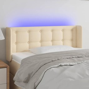 3123665 vidaXL Tăblie de pat cu LED, crem, 103x16x78/88 cm, textil