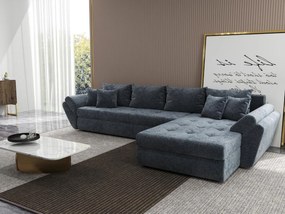 Colțar extensibil dumonde cu ladă de depozitare si sezut confortabil din spuma high-density, Loana XL Euphoria Grafit II 335x185 cm