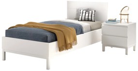 Set Mobilier Cameră Copii EVA: Pat 90x200 cm și Noptieră, Alb – Vipack