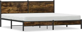 vidaXL Cadru pat metalic fără saltea, stejar fumuriu, 200x200 cm