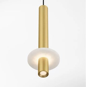 Pendul tub subtire aluminiu auriu si alabastru LED NOEMI