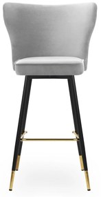 Scaun de bar Modena gri picioare negru/gold - H70 cm