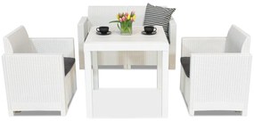 Set de grădină din technorattan Nebraska Dallas Apetito 4 alb Bica