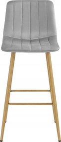 Scaun de bar POZZA VELVET, gri deschis