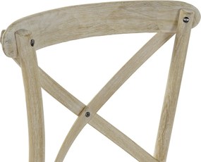 Scaun dining natur din lemn masiv de ulm cu spătar împletit din ratan, 89x50x52,5 cm, „Bastide"