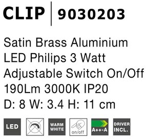 Aplica LED cu spot directionabil design minimalist CLIP alama satinata NVL-9030203