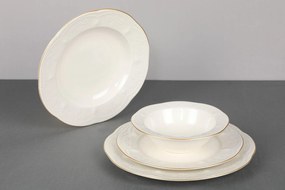 Serviciu de masa, 24 piese, Kutahya Porselen, Portelan, Crem - Auriu