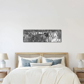 Tablou - Vulpe în timpul iernii (cu ceas) (90x30 cm)