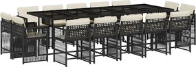 vidaXL Set mobilier de grădină cu perne, 15 piese, negru, poliratan