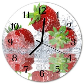 Ceas de perete din sticla rotund Căpșuni Bucătărie Roșu