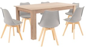 Set de masă Lola 6+1 gri-stejar Sonoma