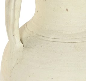 Vas decorativ amforă din teracotă artizanală, finisaj craft alb-crem, cu 2 anse, 40×40×100 cm, „Jerba"