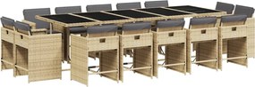 vidaXL Set mobilier grădină cu perne, 15 piese, bej combinat poliratan