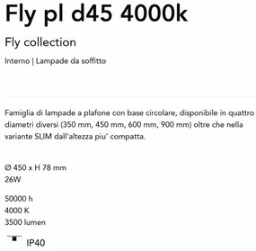 Plafoniera LED moderna Fly pl d45 4000k negru