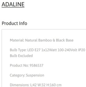 Lustra bambus design natural ADALINE NVL-9586537