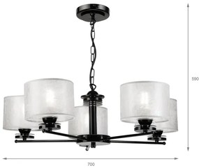 Candelabru pe lanț ROSA 5xE27/60W/230V negru/gri