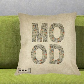 Perna Decorativa MOOD Money Grafic Urban, 40x40 cm, Crem, Husa Detasabila, Perna Inclusa, BEKZ®