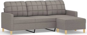 vidaXL Canapea cu 3 locuri și taburet, taupe, 180 cm, material textil