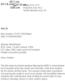 Aplica de perete pentru ilumninat exterior IP54, Arki 35 negru 2118111003 NL