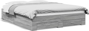vidaXL Cadru de pat cu sertare gri sonoma 150x200 cm lemn prelucrat