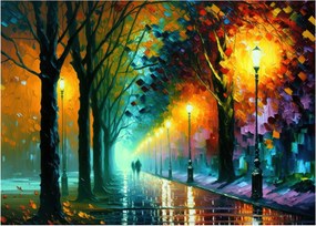 Tablou pe sticlă - Plimbare de noapte (70x50 cm)