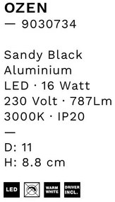 Spot aplicat, Plafoniera LED Ozen negru, 11cm
