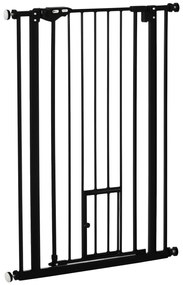 PawHut Poartă Reglabilă pentru Câini cu Ușă Mică și Montare prin Presiune, 74-80x104.1 cm, Negru | Aosom Romania