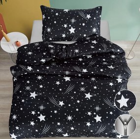 Lenjerie de pat creponata NIGHT SKY negru Dimensiune lenjerie de pat: 70 x 90 cm | 140 x 200 cm