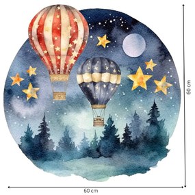 PIPPER. Autocolant circular de perete „Baloane cu aer cald” mărimea: 60cm