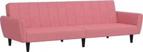 vidaXL Canapea extensibilă cu 2 locuri, roz, catifea