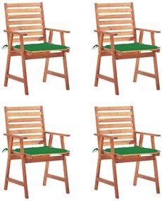 vidaXL Scaune de exterior cu perne, 4 buc., lemn masiv de acacia