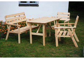 Set de dining pentru grădină din lemn de pin pentru 4 persoane Nordic - Rojaplast