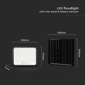 Proiector solar LED dimabil/400W/3,2V IP65 20000 mAh negru + telecomandă