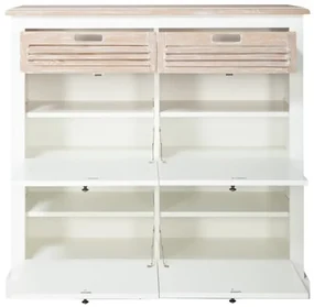 Pantofar Cu 4 Usi Si 2 Sertare Cortina Alb Si Natur, 113 Cm